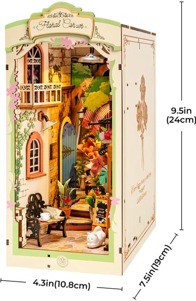 Robotime Floral Corner | Houten Book Nook DIY-miniatuurhuis | TGB09 | Knutselen | Bouwpakket | Hobby | Boekensteun | Creatief