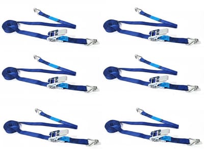 JUMBO Heavy Duty Spanband Set – 6 Stuks – 5m x 25mm – 300/600KG – Met J-Haken – Voor Transport, Aanhanger & Lading – TÜV EN-12195-2