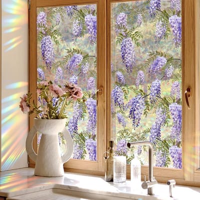 SNJY® Raamfolie Glas in Lood - Raamfolie Anti Inkijk - Raamfolie Zelfklevend - 40 x 101,6 cm