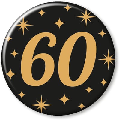 BTH - Buttons - 60 Jaar - Goud-Zwart - Badge - Speld - Verjaardag - Decoratie - Versiering - 60 Jaar Verjaardag - Button