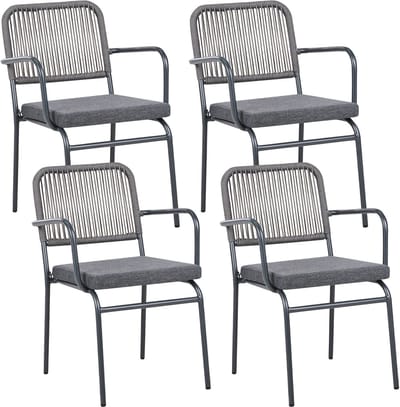 TACENO - Tuinstoel set van 4 - Grijs - Metaal/Aluminium