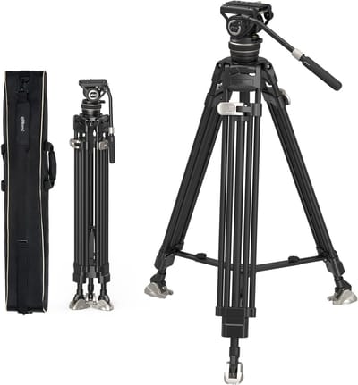 Professionele Carbon Fiber Tripod Set met Damping Liquid Head en Hoogteverstelling tot 78" voor Video-opnames, Geschikt voor Apparatuur tot 10kg