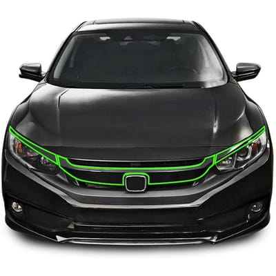 8PCS/SET Glanzende Zwarte Auto Voorste Bovenste Bumper Grille Molding Trim Protector Sticker Geschikt Voor Honda Civic 2016 2017 2018 2019 2020