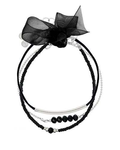 Mint15 Armbandenset 'Black & Silver' - Handgemaakte armbanden zwart / zilverkleur - Stainless Steel RVS/Roestvrij staal - Samengestelde cadeauset met 3 armbanden