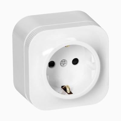 Enkele Opbouwstopcontact Wit IP20 Standaard Installatie