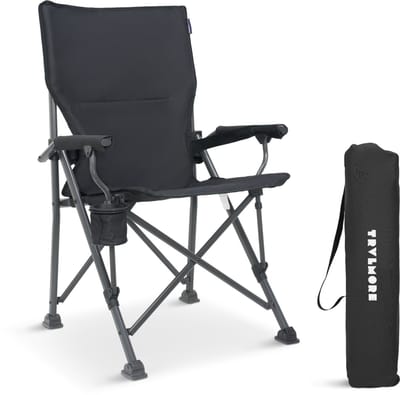 TRVLMORE Campingstoel - Opvouwbaar - 120KG Draagvermogen - Incl. Draagtas - Klapstoel - Visstoel - Kampeerstoel - Vouwstoel - Grijs