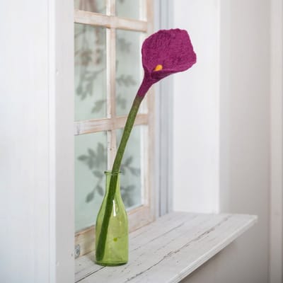 Fairtrade Vilt - Bloem Calla Paars - Paars&Groen - 50cm - Homedeco