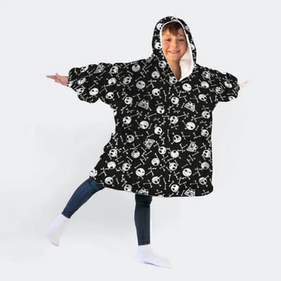 Disney Jack Skellington Poncho hoodie flanel kind 6-12 jaar zwart
