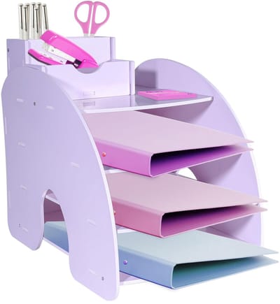 Unyqoos ® Stijlvolle en Functionele Bureau Organizer met Stapelbare Papierladen en Verplaatsbare Pennenhouder voor A4 Documenten