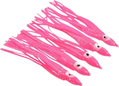 Rubber Inktvis Rokken 10cm - Kunstaas trollen - Voor Zoet-/Zoutwater vissen - Roze - SX-057 - Per 5 stuks