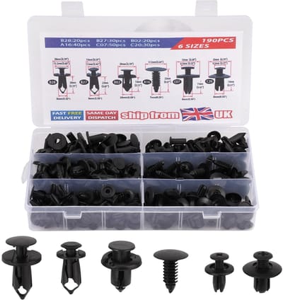Cosensi- Bevestigingsclips 190 Stuks - Kunststof Klinknagelset - Universele Autoclips - Deurbekleding Clips - Carrosserieclips - Duurzaam Materiaal