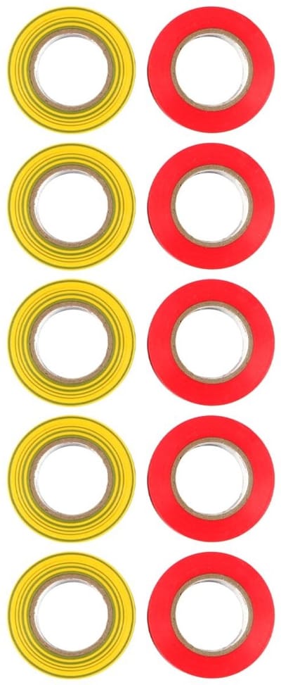 Dailygoods - PVC-isolatietape - Zelfklevend - Hoogwaardige isolatie - Rood/geelgroen - Water- en hittebestendig - Voor reparatie van isolatiedraden