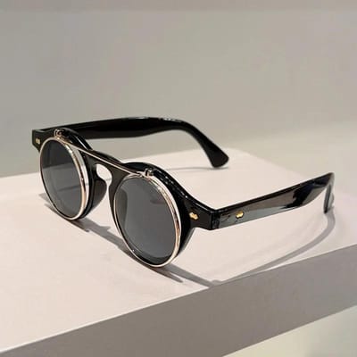 Retro Y2K Geïnspireerde High-End Designer Stijl Legering Metaal Rond Vormige Glazen Voor Zonnebrillen voor Mannen en Vrouwen black