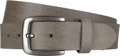 Fana Belts Brede Riem 4 cm Grijs/Taupe - Jeansriem/Broekriem - Taille 115 cm - Totale lengte 130 cm - Rundleer - Dames Riem