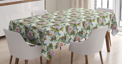 ABAKUHAUS Botanisch tafelkleed – Aquarelbladeren – 140x200 cm – Veelkleurig – Waterbestendig