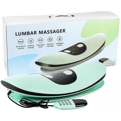 Gebogen Lendenwervel Massager Intelligent Verstelbare Rug Vibratie Elektrische Taille Massager Hot Compress Wervelkolom Gezondheidszorg Cadeau groen