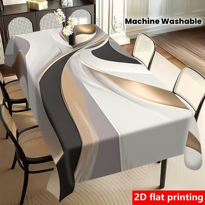 1 stuks Moderne Licht Luxe Tafelkleed Rechthoekig Polyester Tafelhoes met Elegant Zwart Ontwerp voor Lente & Zomer Decor 100x145cm white