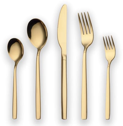 Dailygoods- Bestekset 30 delig - 6 persoons - Titanium-goud - Roestvrij staal - Duurzaam - Antiroest, goed uitgebalanceerd - Servies