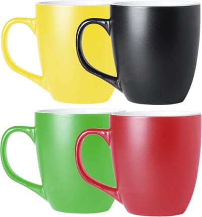 Bellatio Design Koffie mokken/bekers Artista - 4x - keramiek - met oor - multi kleuren - 440 ml
