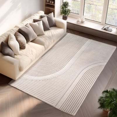 Binnenkleed, 3D-stijl, crèmekleur, voor woonkamer en slaapkamer, duurzaam en slijtvast, platgeweven. 120x170 cm