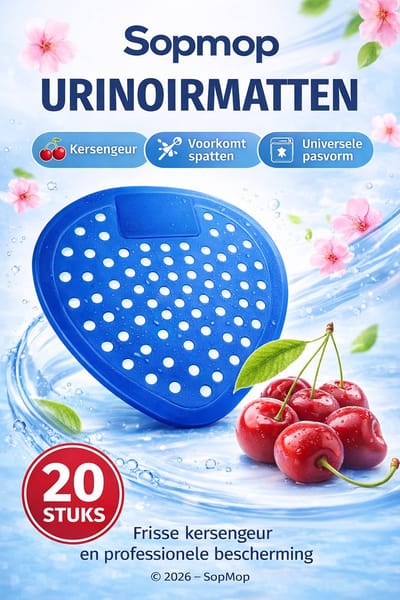 Sopmop Urinoirmatjes Blauw – Kersen Geur – 20 Stuks – Anti-Spat Urinoirmatten – Geurverfrisser voor Urinoir
