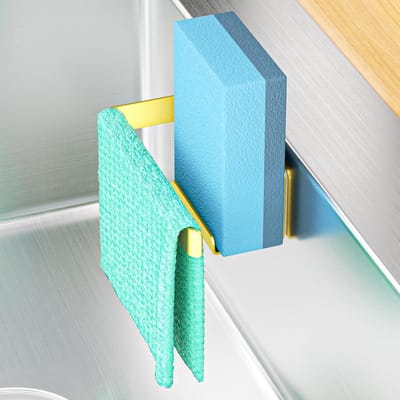 Zelfklevende Houder voor Spons en Keukenhanddoek, RVS Caddy voor Afwasbenodigdheden, Organiseer je Keuken met Stijl en Functionaliteit