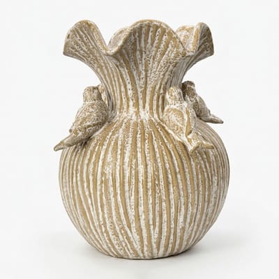 Diga Colmore Vaas met Vogels LOTTE 29cm keramiek white brown