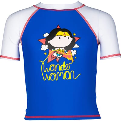 Arena Wonder Woman Kids Girl Uv S/s Tee Neon Blue-white Taglia: 6-7 | T-shirt Outlet | Unisex | Blu