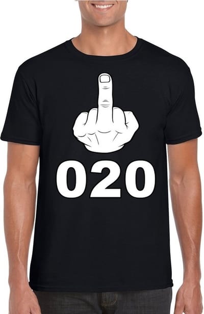 Fuck 020 t-shirt voor heren - zwart - katoen S
