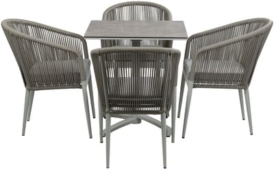 5-Delige tuinset | 4 Tuinstoelen Sluis (Sand) | Inklapbare tuintafel Gent 70x70cm (Sand)