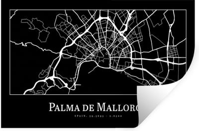 Muurstickers - Sticker Folie - Plattegrond - Stadskaart - Palma de Mallorca - Kaart - 30x20 cm - Plakfolie - Muurstickers Kinderkamer - Zelfklevend Behang - Zelfklevend behangpapier - Stickerfolie