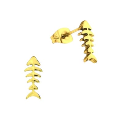 Rvs sieraden- Oorbellen - Goudkleurige vis oorstekers - Uniseks design