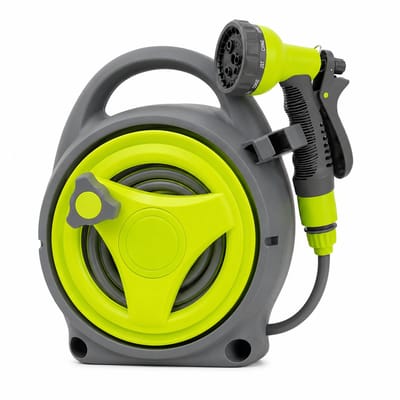 HOB Tuinslang Haspel - Mobiel - Zonder Boren - Tuinslanghaspel - Tuinslanghouder - 12 M - Compact - Licht gewicht - Groen