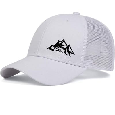 Unisex Bergketting Borduurwerk Baseball Netpetten Lente en Zomer Buiten Verstelbare Casual Hoeden Zonbescherming Hoed white