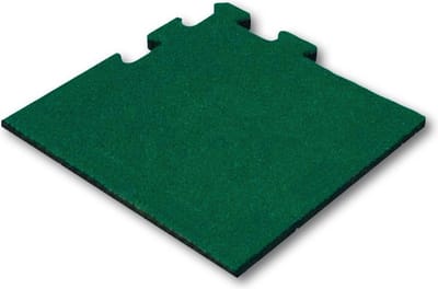 Rubber tegel 50 mm - 50 x 50 cm - Groen - Puzzelsysteem - Hoekstuk