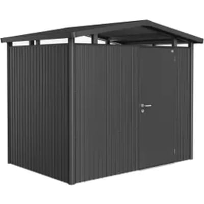 Biohort Metalen Tuinhuis Panorama - Donkergrijs Metallic - 273x198cm - Enkele Deur