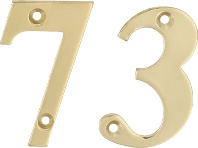 AMIG Huisnummer 73 - massief messing - 10cm - incl. bijpassende schroeven - gepolijst - goudkleur