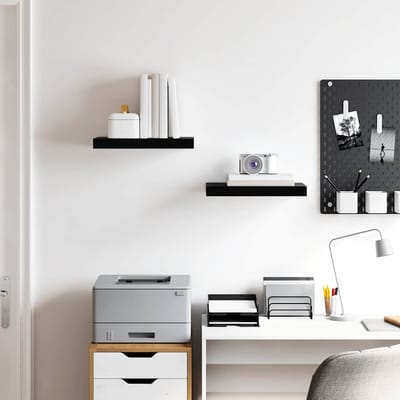 vidaXL - Wandschappen - zwevend - 2 - st - 40x23,5x3,8 - cm - MDF - hoogglans - zwart
