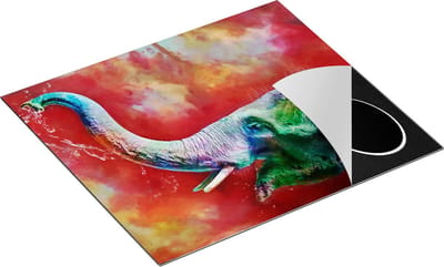 Chefcare Inductie Beschermer Getekende Vrolijke Olifant - Abstract - 60x50 cm - Afdekplaat Inductie - Kookplaat Beschermer - Inductie Mat