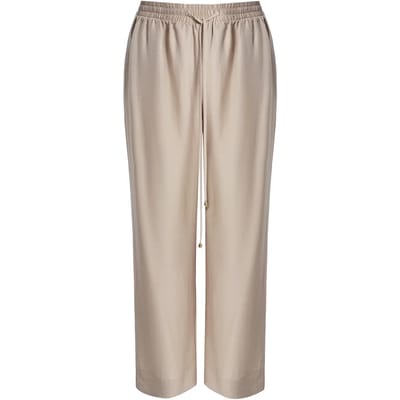 Linnenmix wijde broek met koordtaille dames Mat Fashion