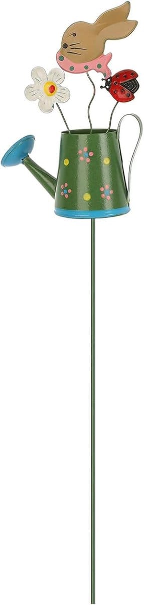 Tuindecoratie Paaltjes - Decoratieve Stokken - Bloemperken Verfraaien - Metalen Konijntje Design - 33cm Hoog - Meerkleurig