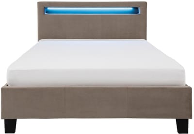 Gestoffeerd bed LASHIO 120x200 cm met led-verlichting – greige