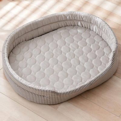 Zomerse Koelende Huisdier Kat Bed Kussen IJs Pad Antislip Hond Slapen Elliptische Vorm Mat Voor Puppy Honden Katten Huisdier Bench Decoratie 50x38cm grijze kleur