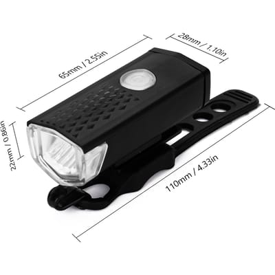 Lumière de vélo Étanche USB Rechargeable LED Avant Lumières de Vélo Lampe de Vélo Torche Lampe de Guidon Accessoires de Vélo noir