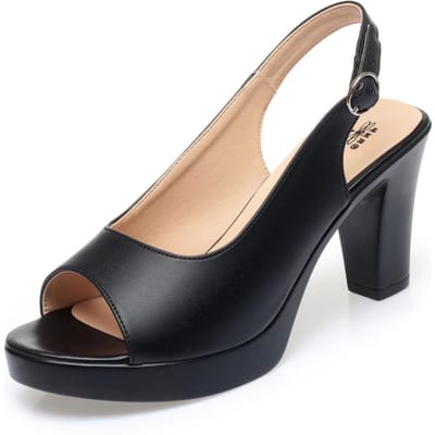 Zomerse Dikke Hak Gesp Schoenen Vrouw Open Teen Vismond Patent Leer Hoge Hak Casual Antislip Platform Sandalen 37 beige