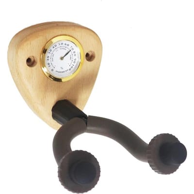 Gitaarhaak met wijzerplaat-hygrometer Houten gitaarstandaard Wandgeperforeerd Wandmontage Anti-val Beech Wood
