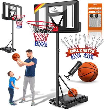 KESSER® Mobiler Basketballständer Basketballkorb 160-210cm Set mit Ball & Pumpe