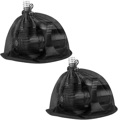 longziming -2 stuks pompfilterzak met trekkoord 47×47 cm – Groot filtergaas voor vijver- en waterpomp – Beschermt tegen vuil en bladeren