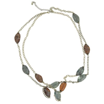 Behave - Gouden ketting met groene en bruine stenen - Nikkelvrij - 45 cm