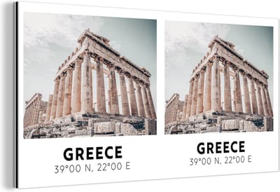 Wanddecoratie Metaal - Aluminium Schilderij Industrieel - Parthenon - Griekenland - Athene - 160x80 cm - Dibond - Foto op aluminium - Industriële muurdecoratie - Voor de woonkamer/slaapkamer
